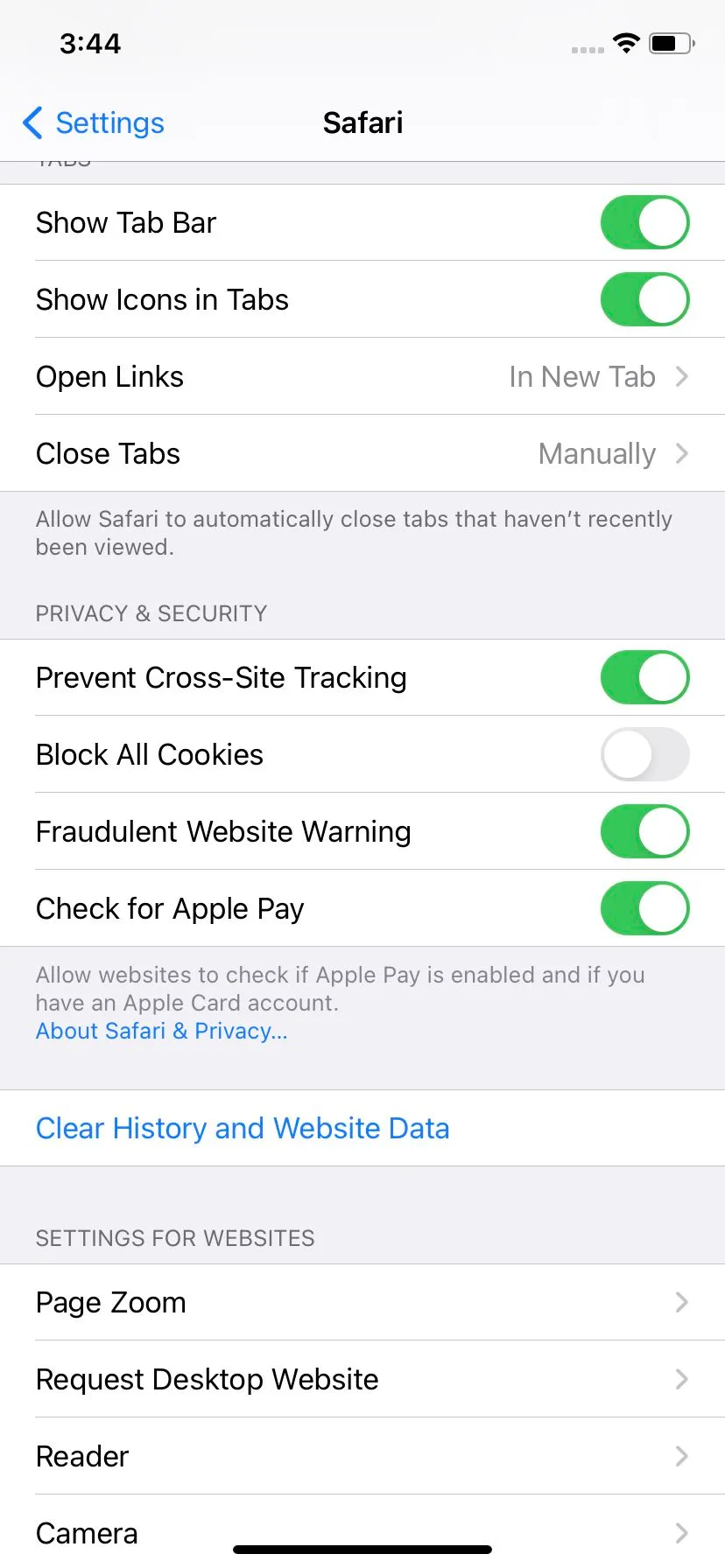In your iPhone’s Settings, select “Safari”