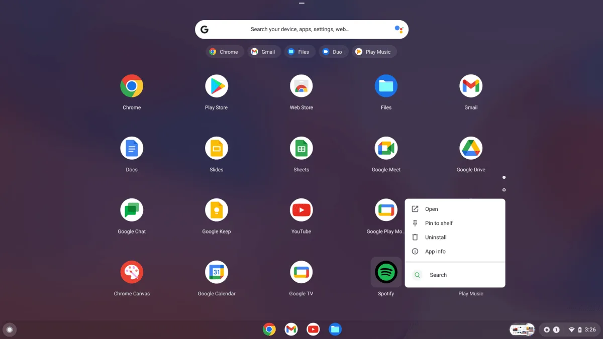 Pin an icon to your shelf to make the app more accessible.